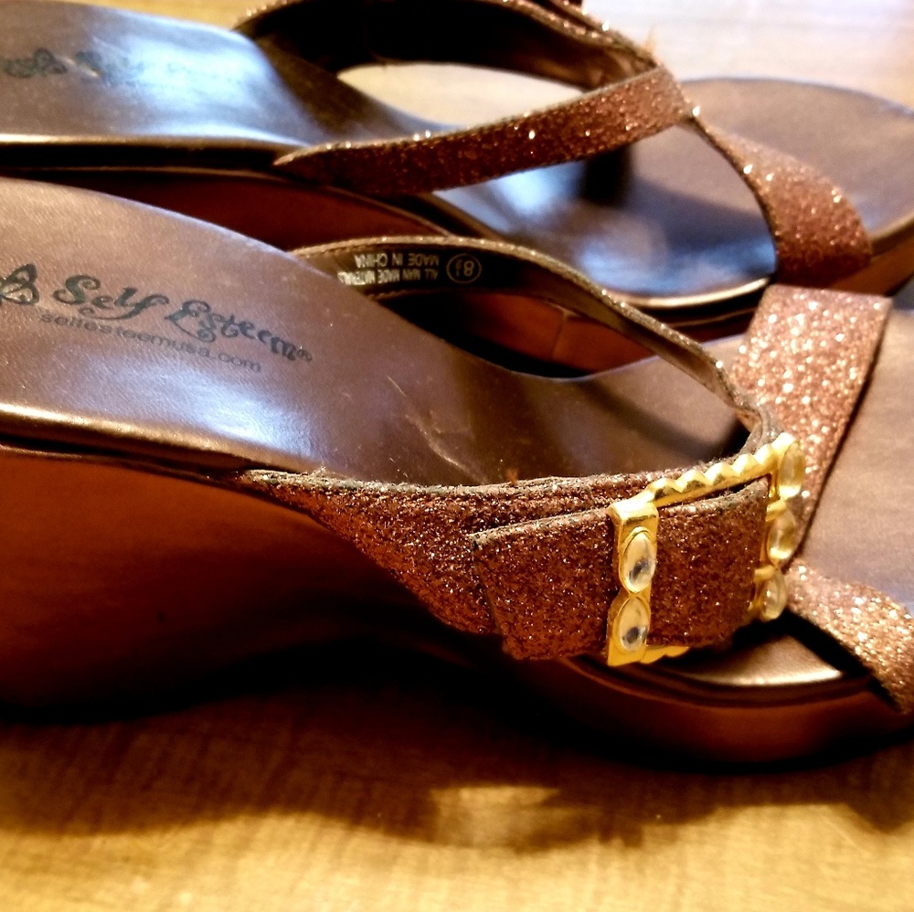 Self esteem brown platform heels